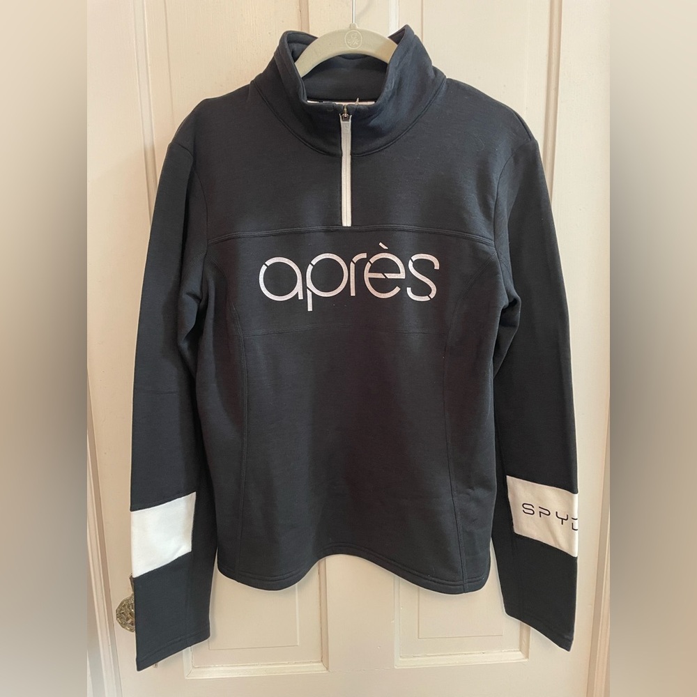 Spyder Black and White Boxy Polo Sweatshirt